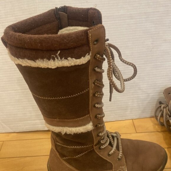 BANFF TRAIL Brown Suede like lace up side zipper water resistant - Picture 8 of 16